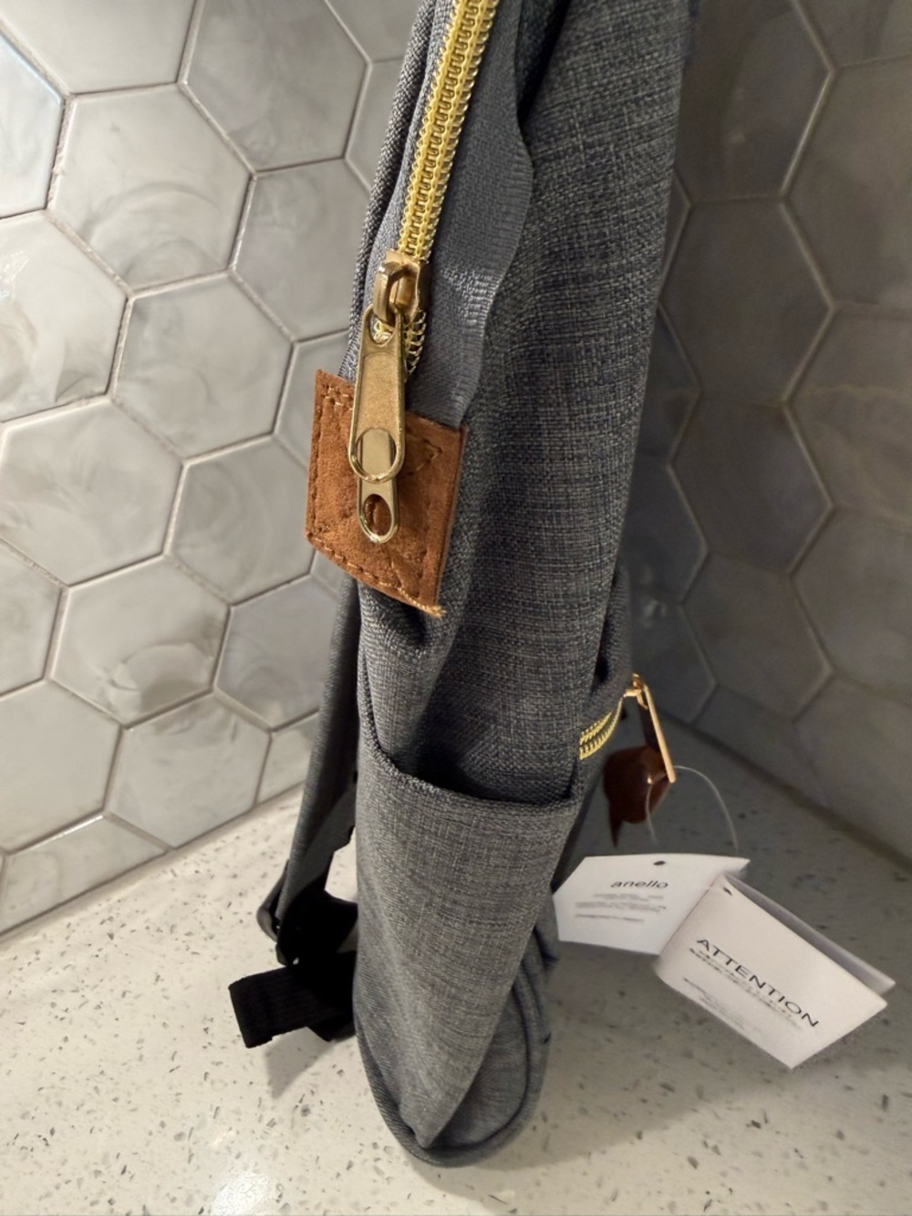 Authentic Anello Classic "Kuchigane" Backpack – Heather Grey NWT Wide Opening - Picture 6 of 11